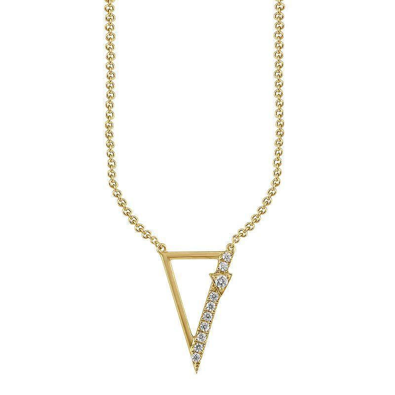 10k Gold Over Silver 1/8 Carat T.W. Diamond Triangle Pendant Necklace, Womens White Product Image