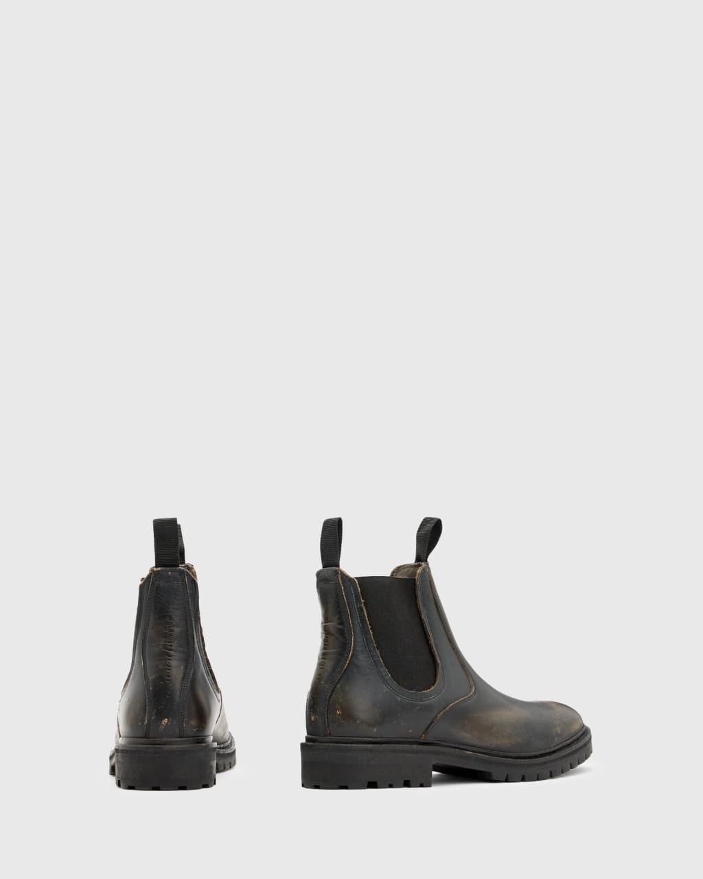 AllSaints Toby leather chelsea boots in dark brown Product Image