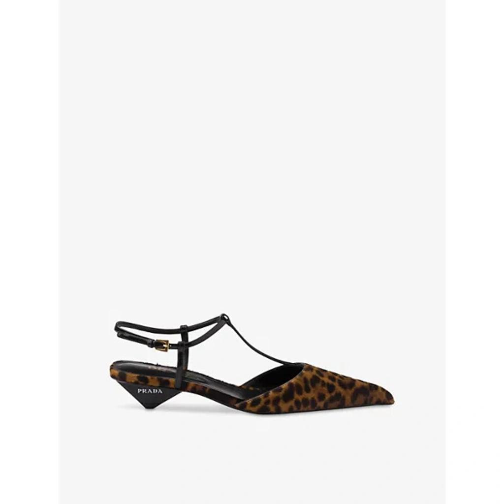 Leopard T-strap Ballerina Pumps In Brown Product Image