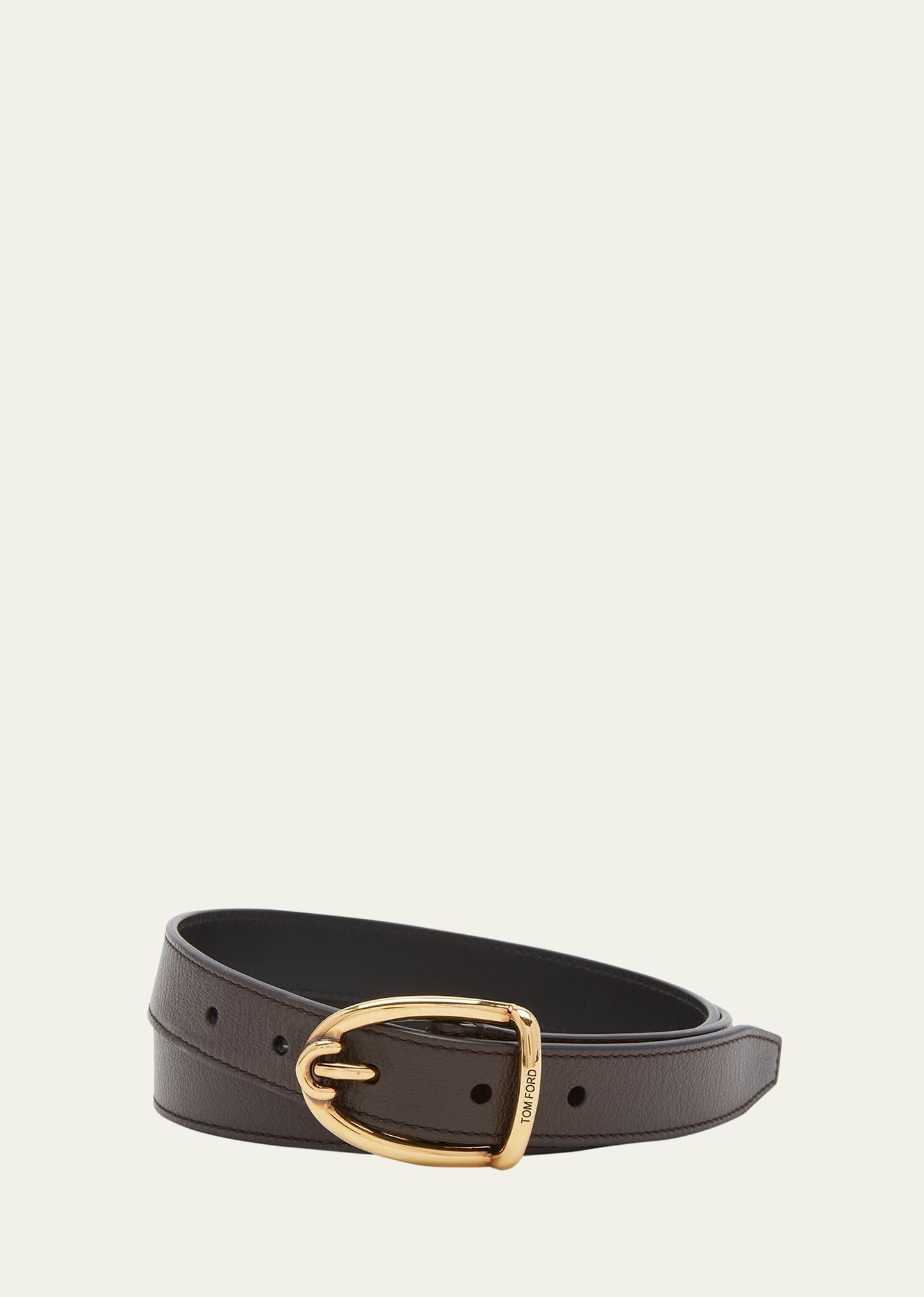 Mens Goat Leather Angled-Buckle Belt Product Image