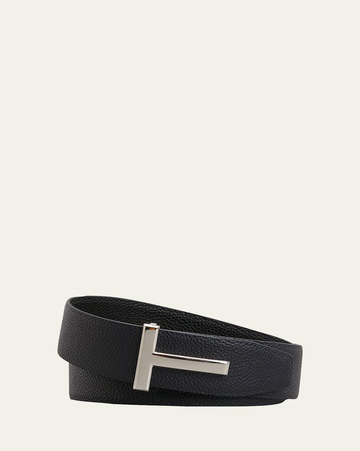 Mens T-Buckle Reversible Leather Belt Product Image