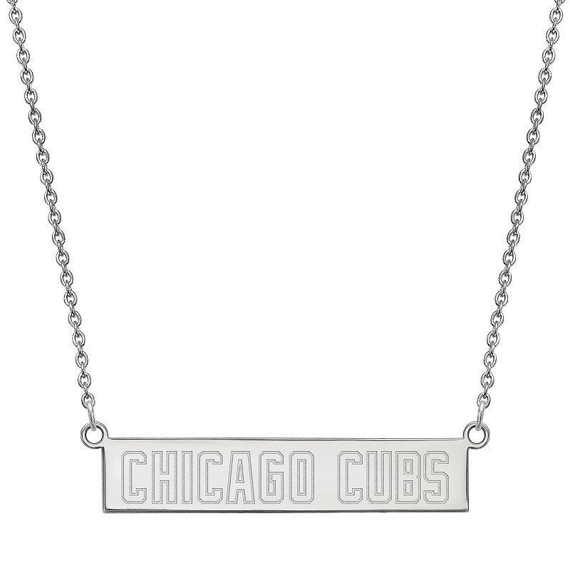 Sterling Silver LogoArt Chicago Cubs Small Bar Necklace, Womens Product Image