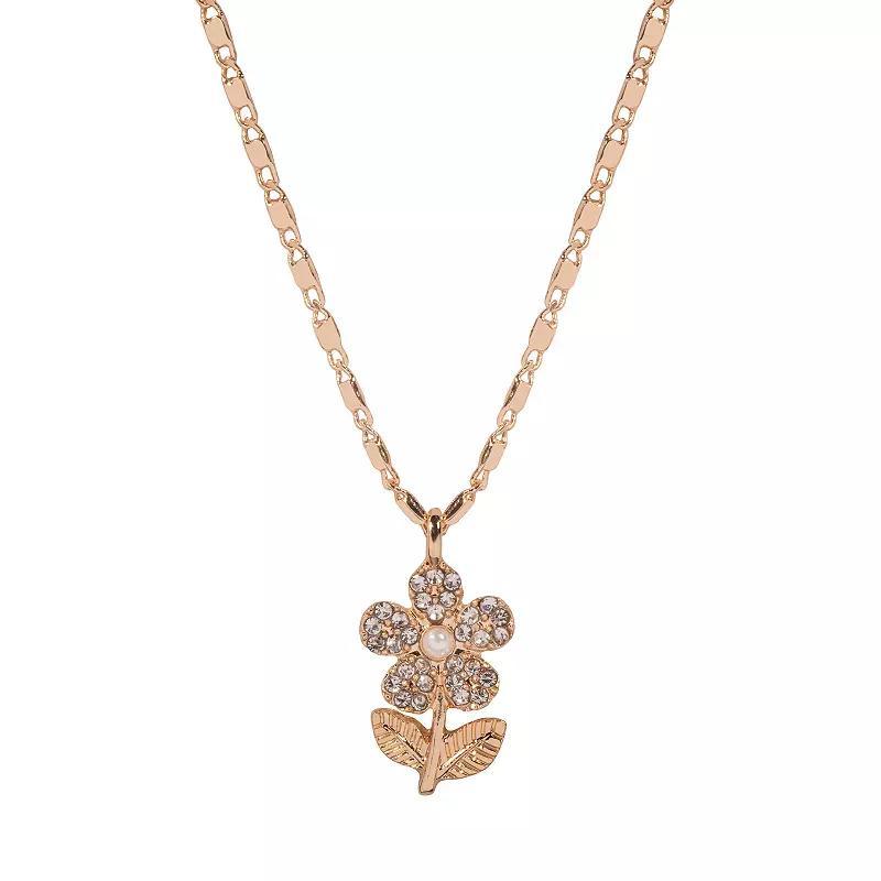 LC Lauren Conrad Floral Pendant Necklace, Womens, Clear Product Image