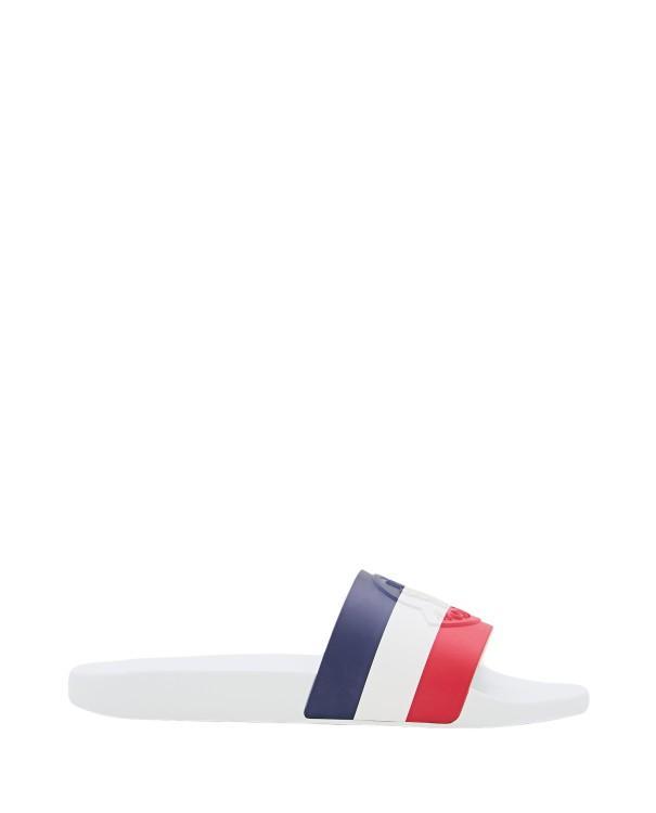 White Basile Striped Slides Product Image