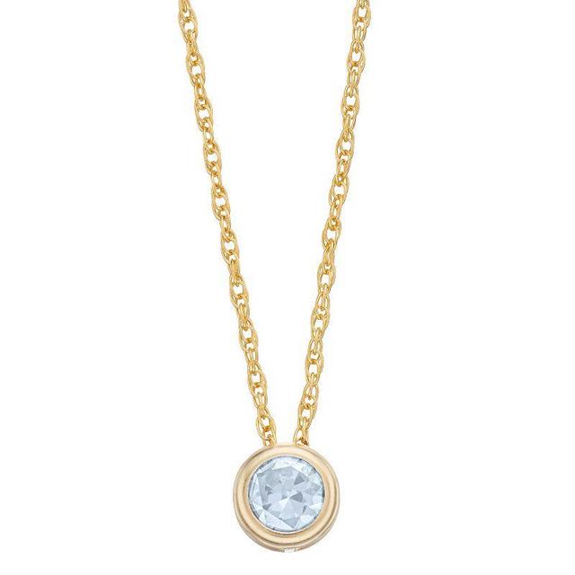 Pure Gem Collection 10k Gold Lab-Created White Sapphire Bezel Pendant Necklace, Womens Product Image