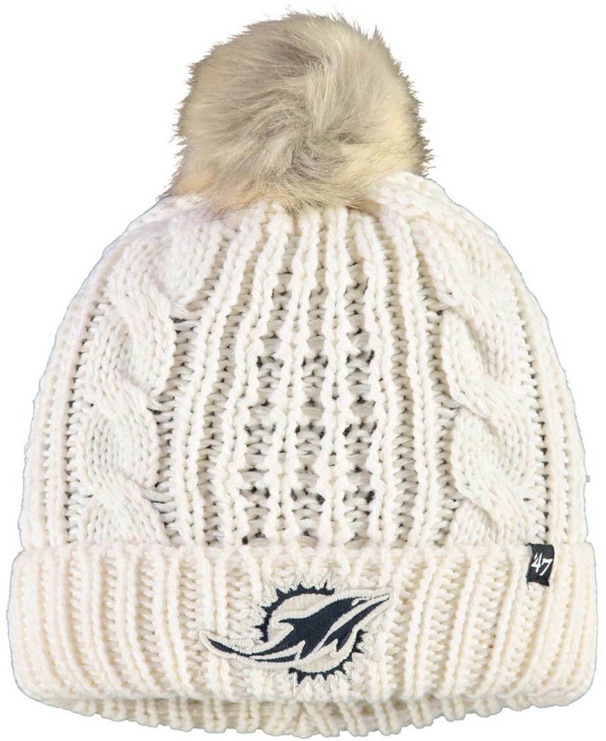 Womens Cream Miami Dolphins Meeko Cuffed Knit Hat with Pom Product Image