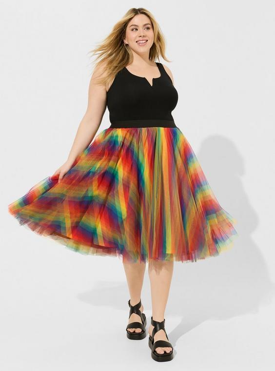 Pride Midi Tulle A-Line Skirt Product Image