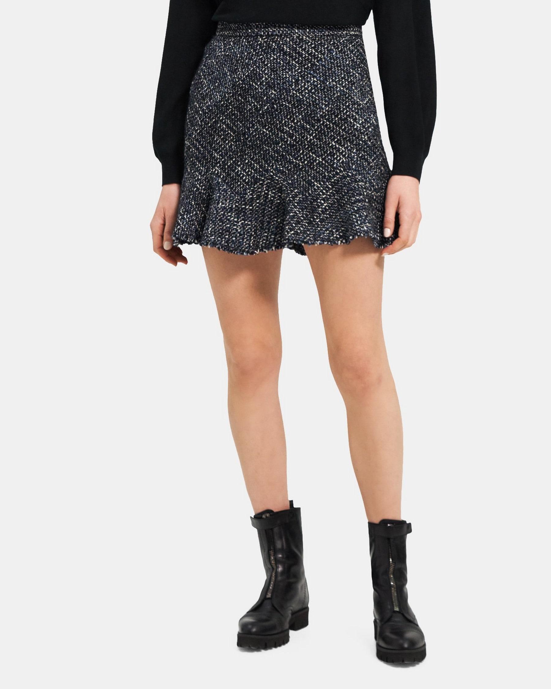 Diagonal Mini Skirt in Wool-Blend Tweed Product Image