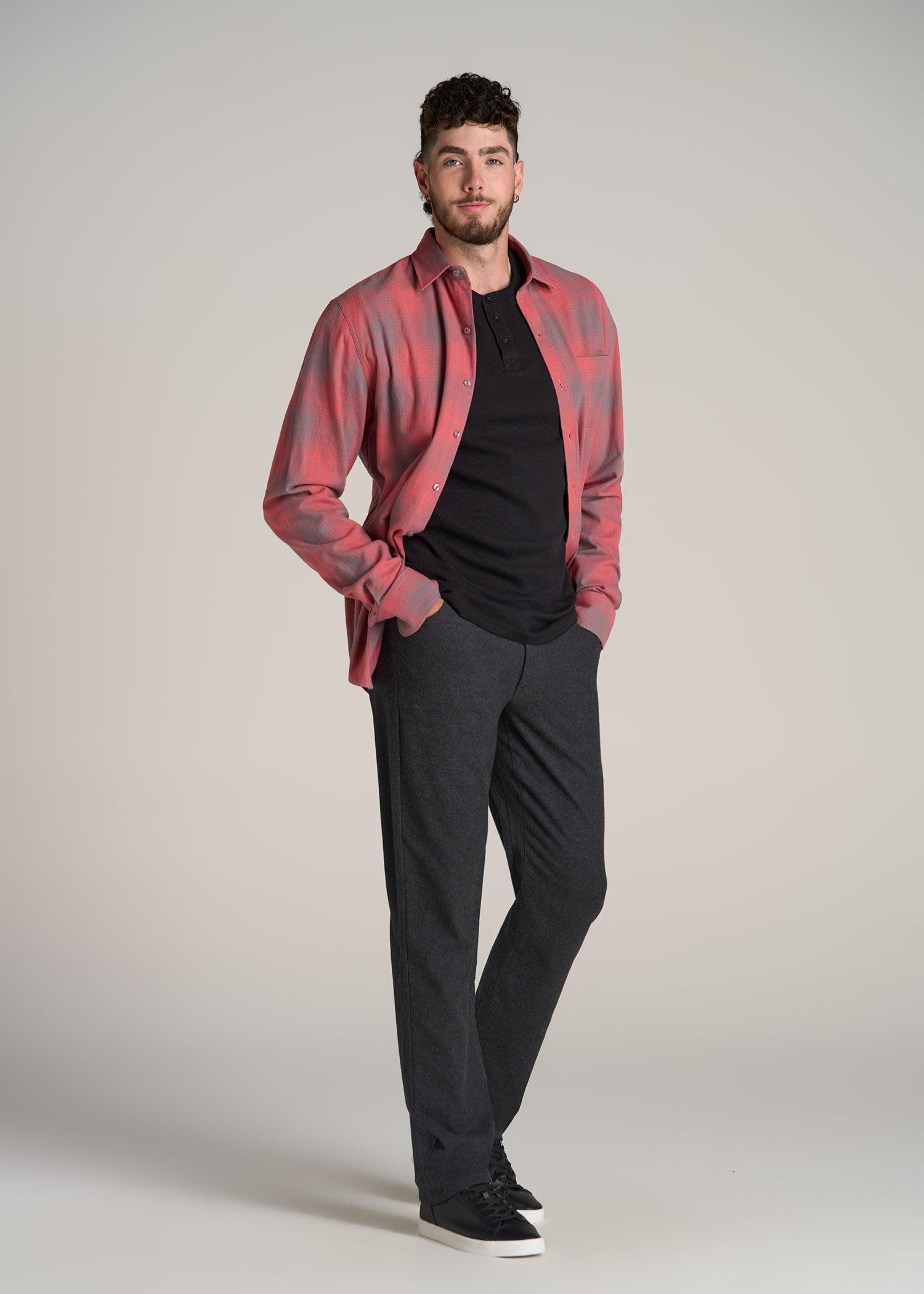 TAPERED-FIT Stretch Flannel 5 Pocket Pants for Tall Men in Storm Grey Mix product image