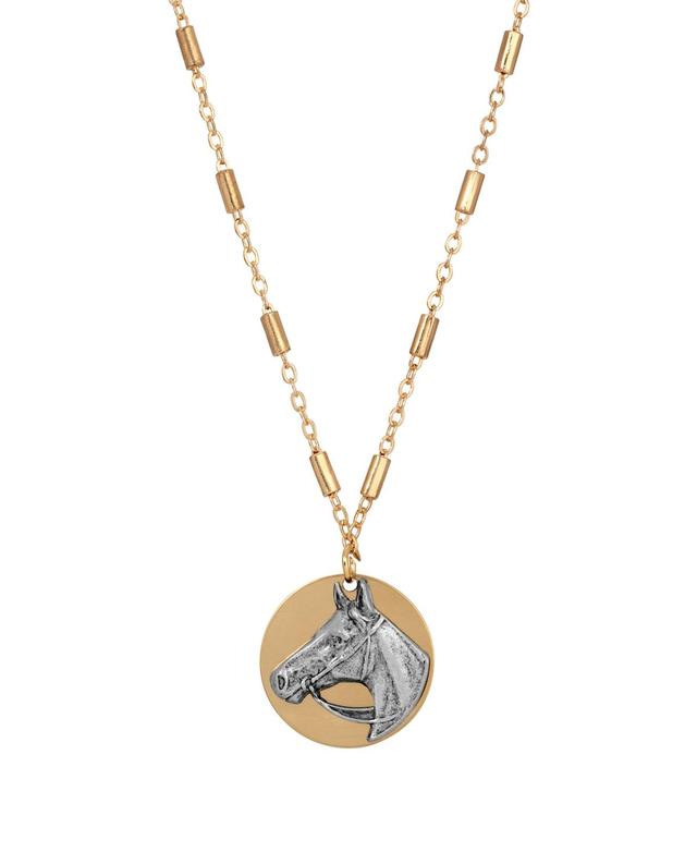 2028 Two-Tone Horse Pendant Necklace Product Image