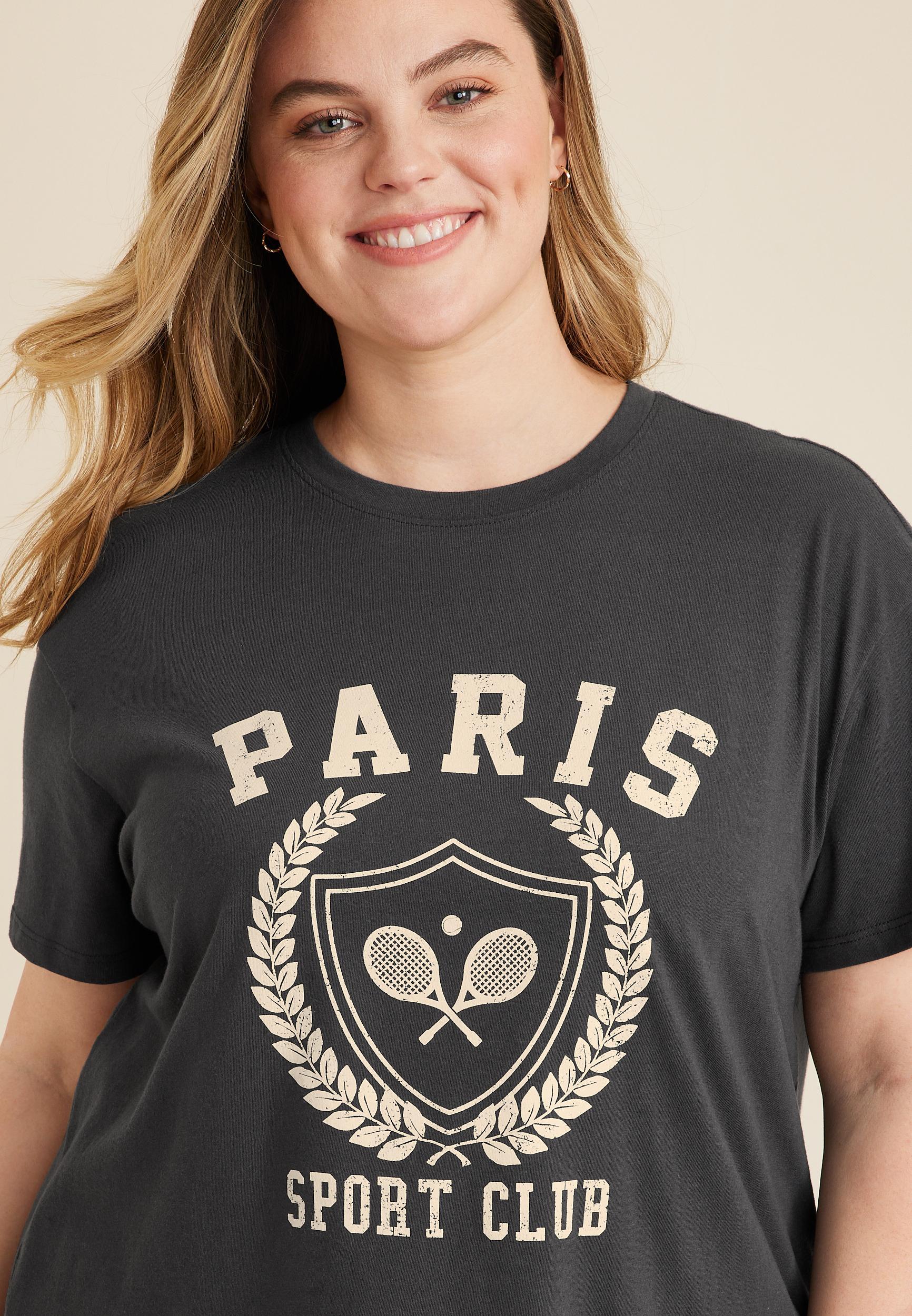 Maurices 1X Plus Size Womens Paris Sport Club Oversized Fit Graphic Tee Product Image