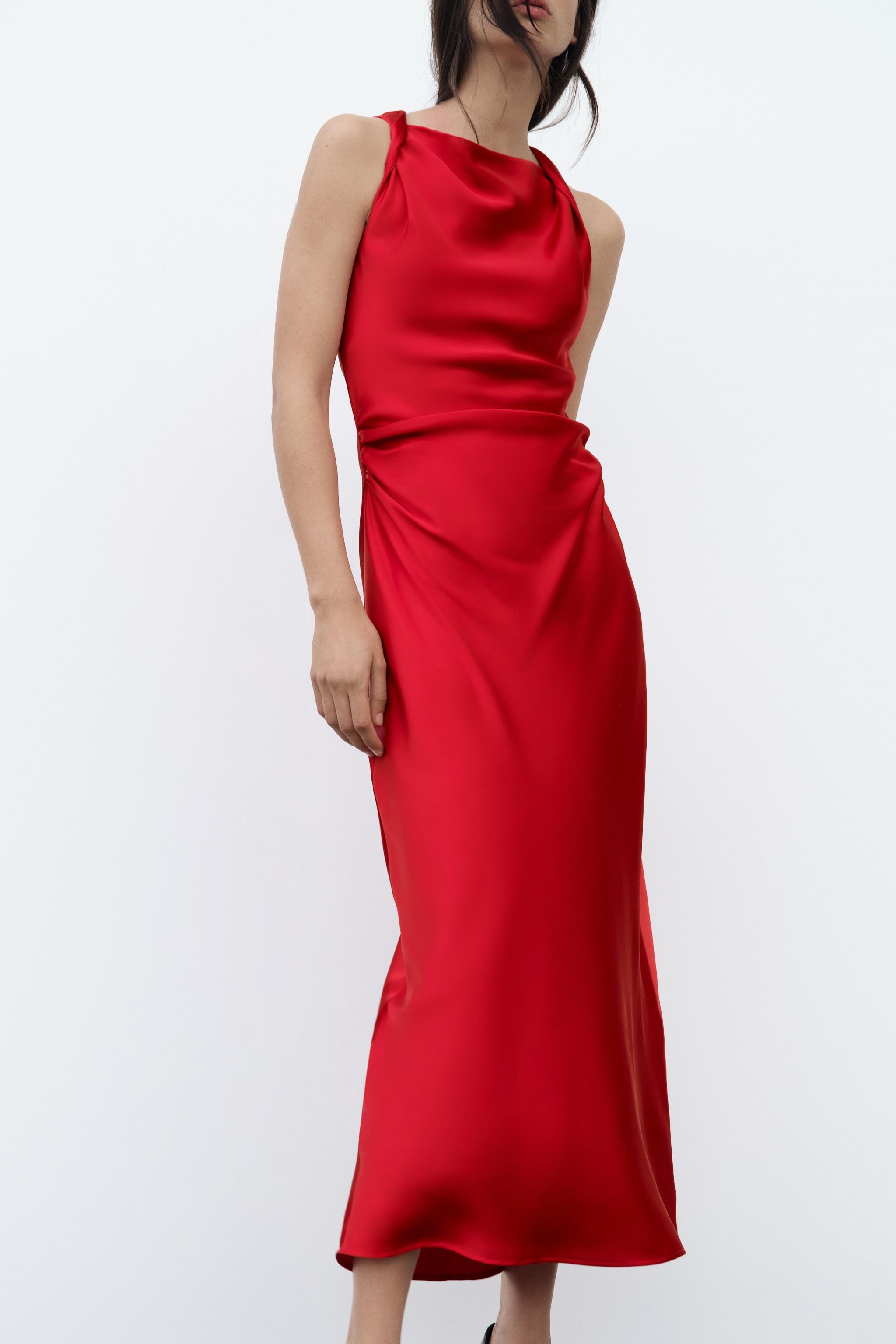 SATIN EFFECT MIDI DRESS Product Image