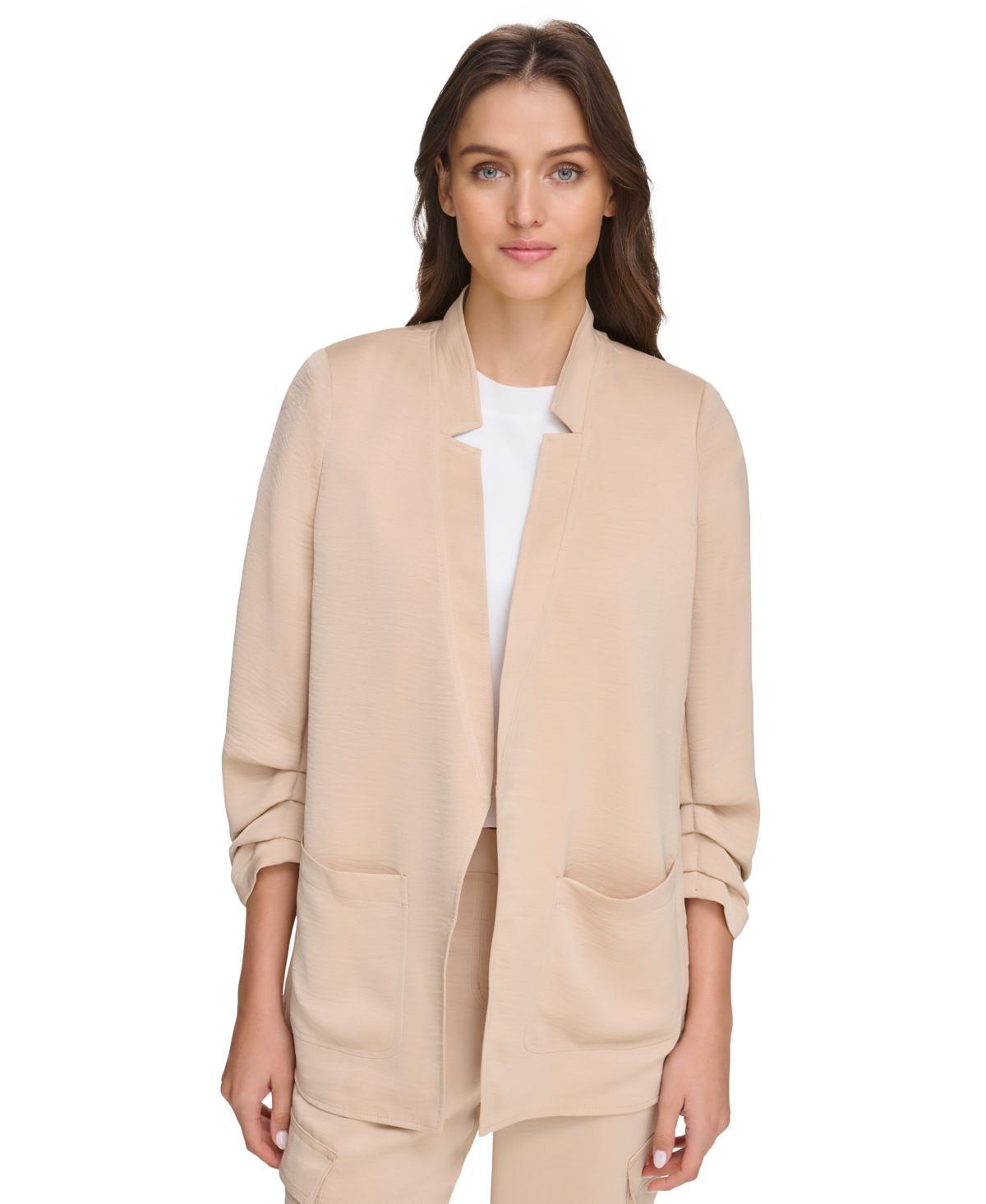 Dkny Womens Ruched-Sleeve Relaxed Jacket Product Image