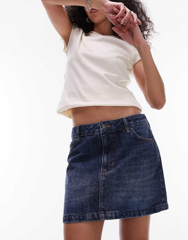 Topshop denim mini pelmet skirt in indigo Product Image