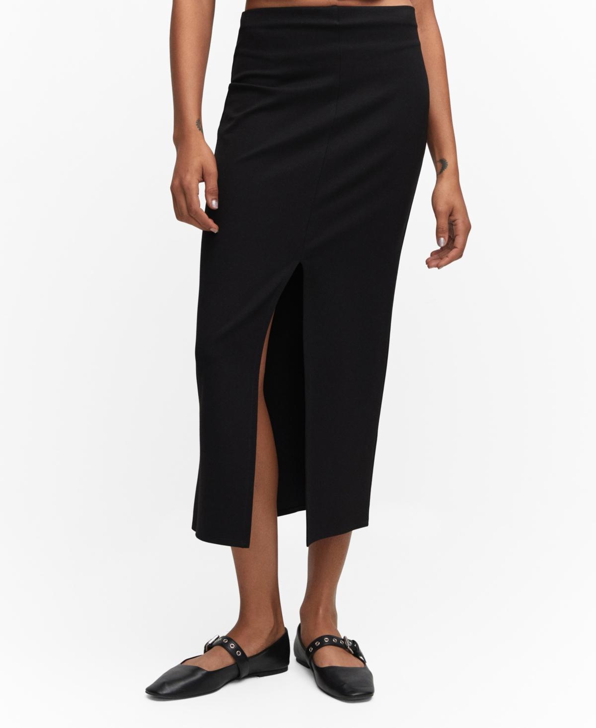 MANGO - Front slit midi skirt black - 2XL - Women Product Image