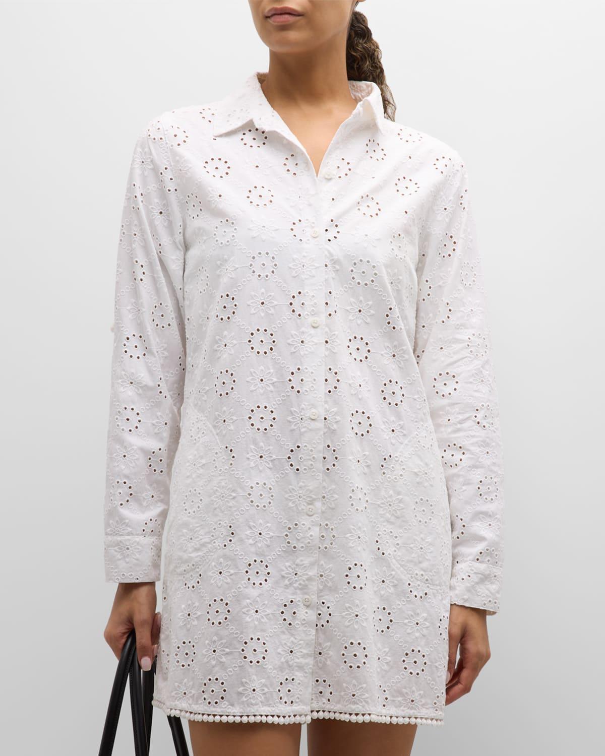 Tommy Bahama Harbour Eyelet Boyfriend Shirt Women's Clothing Product Image