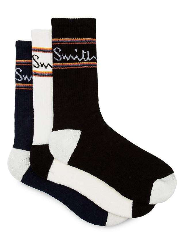 Mens 3-Pair Cotton-Blend Logo Socks Product Image