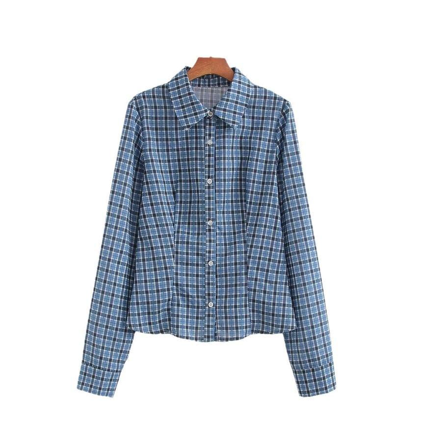 Long-Sleeve Plaid Shirt Product Image