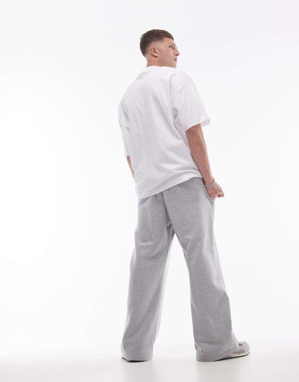 Topman baggy leg sweatpants in heather gray Product Image