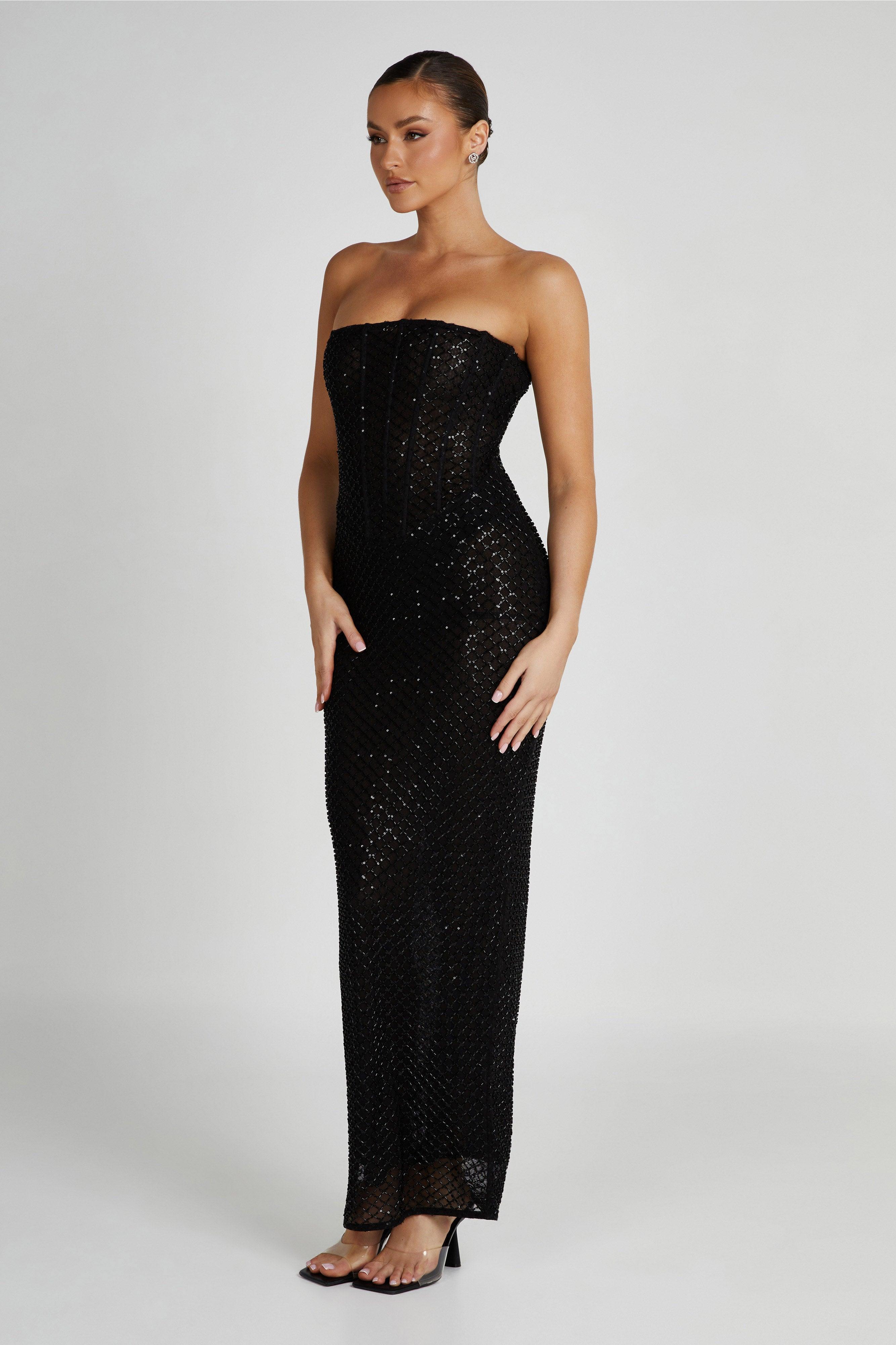 Gemma Strapless Sequin Maxi Dress - Black Product Image