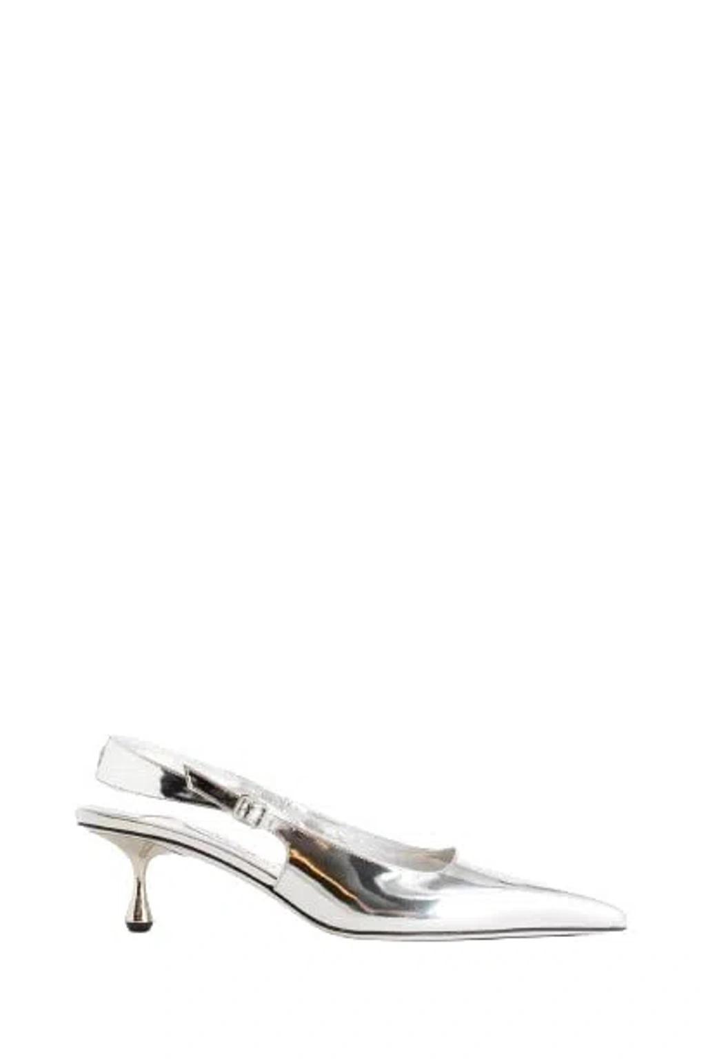 Patent Leather Amen Slingback Pumps In Silver product image