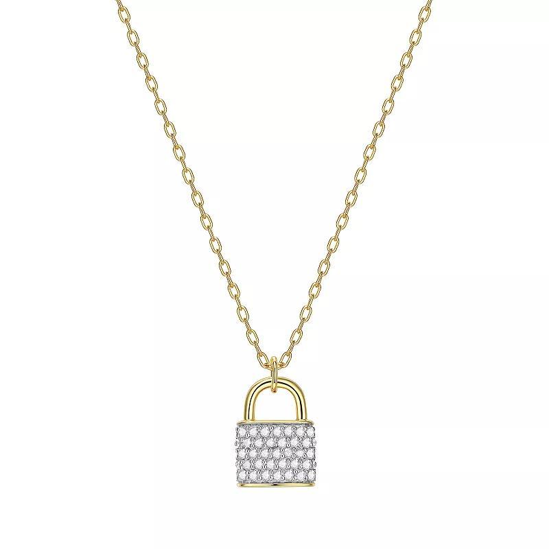 18K Gold Over Silver 1/10 Carat T.W. Diamond Lock Necklace, Womens Gold Tone Product Image