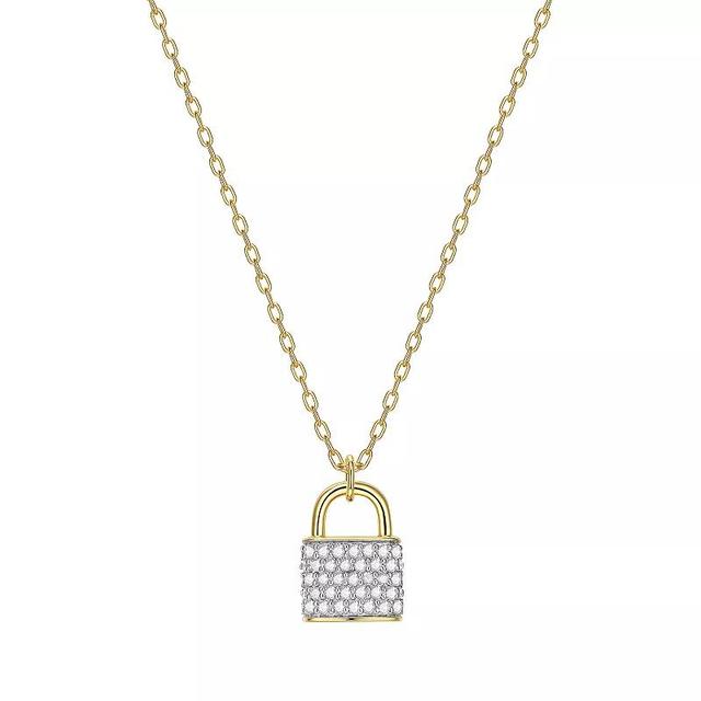 18K Gold Over Silver 1/10 Carat T.W. Diamond Lock Necklace, Womens Gold Tone Product Image