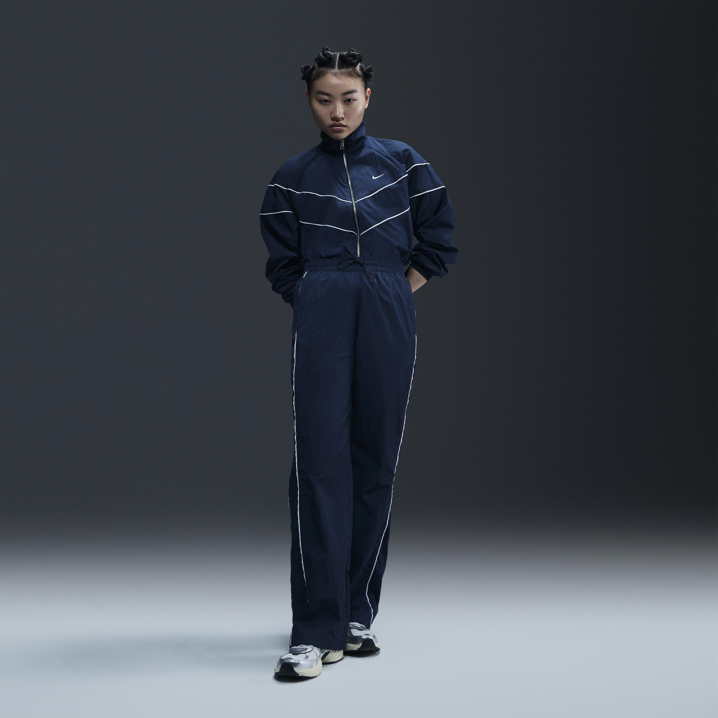 Nike Womens Nike Windrunner Woven HR OH Pants - Womens Armory Navy/White product image