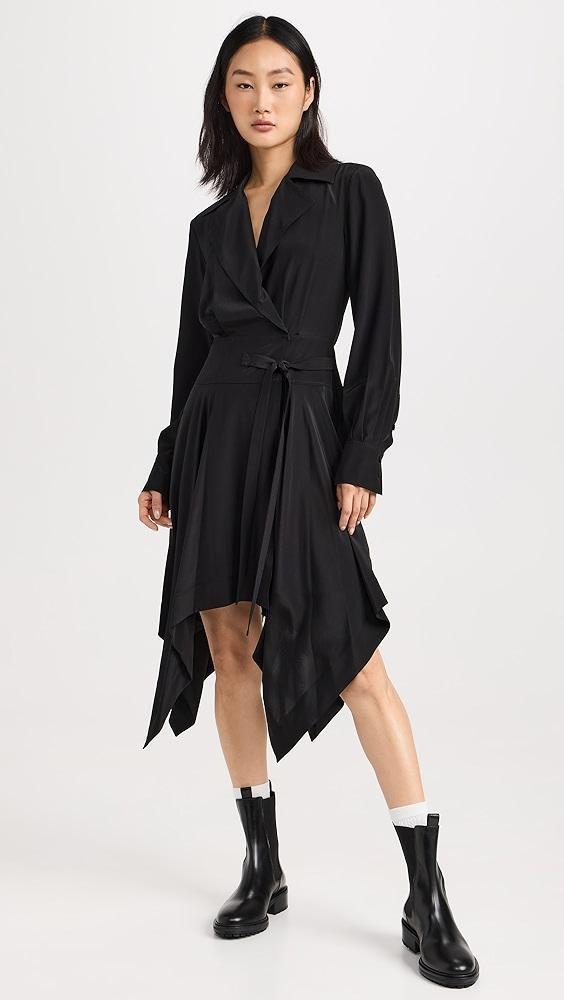 Jason Wu Long Sleeve Silk CDC Shirt Dress with Asymmetric Hem | Shopbop Product Image