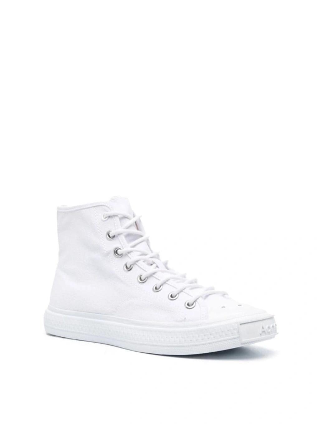 Rubber-trimmed Canvas High-top Sneakers In Optic White Product Image