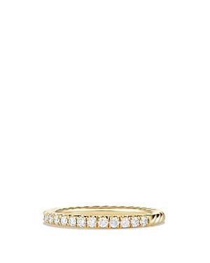 Womens Cable Collectibles Stack Ring in 18K Yellow Gold with Pav Diamonds Product Image