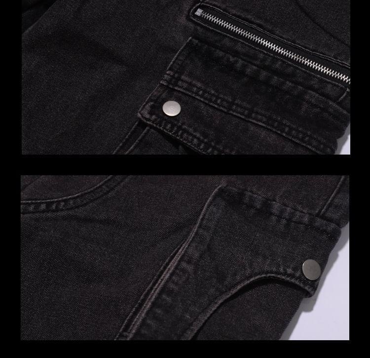 High Rise Washed Pocket Detail Flared Jeans Product Image