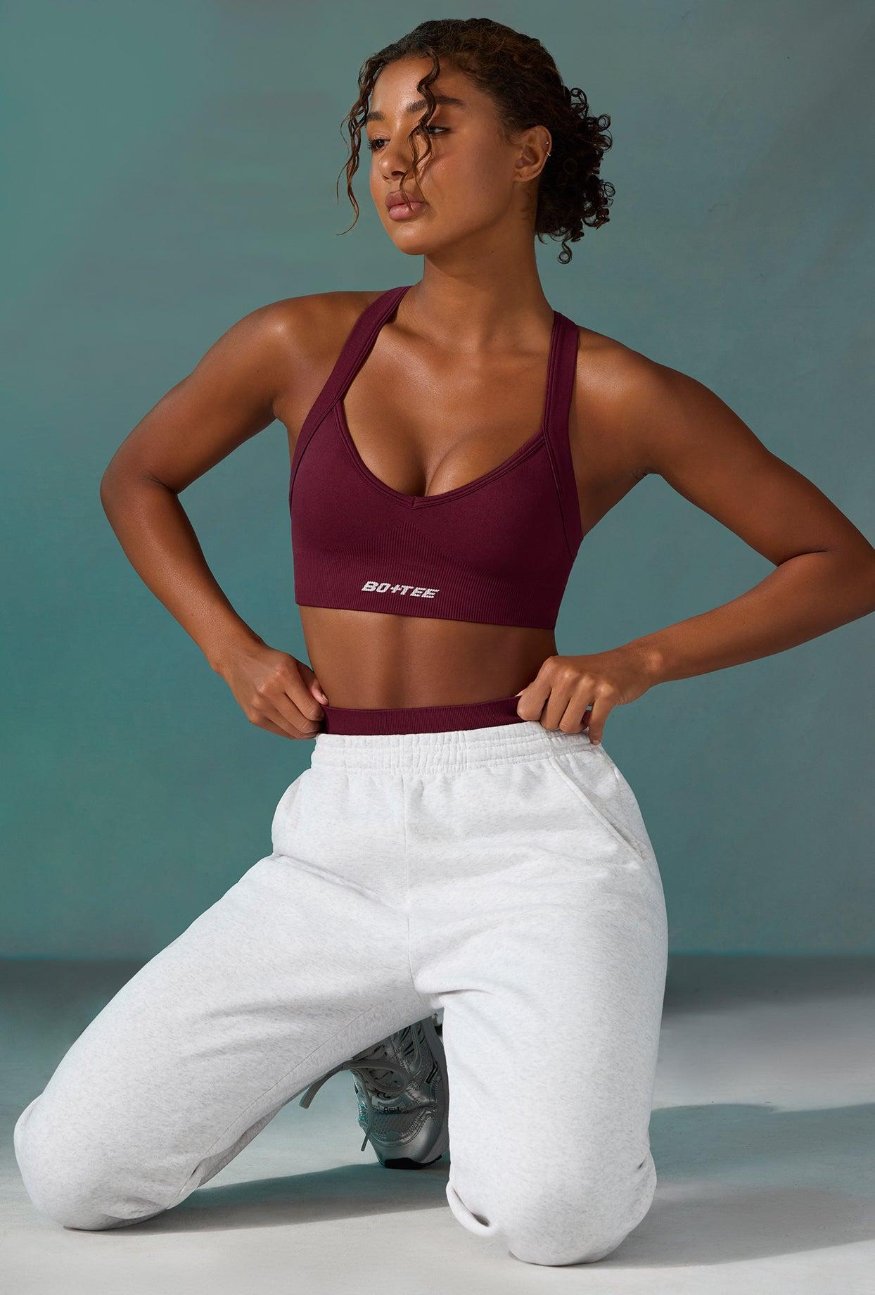 Super Sculpt Seamless Cross Back Sports Bra in Plum Product Image