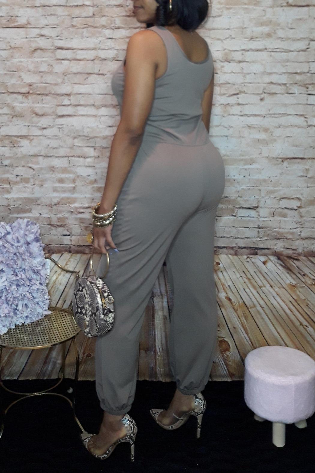 Taupe Elastic Jumpsuit Product Image