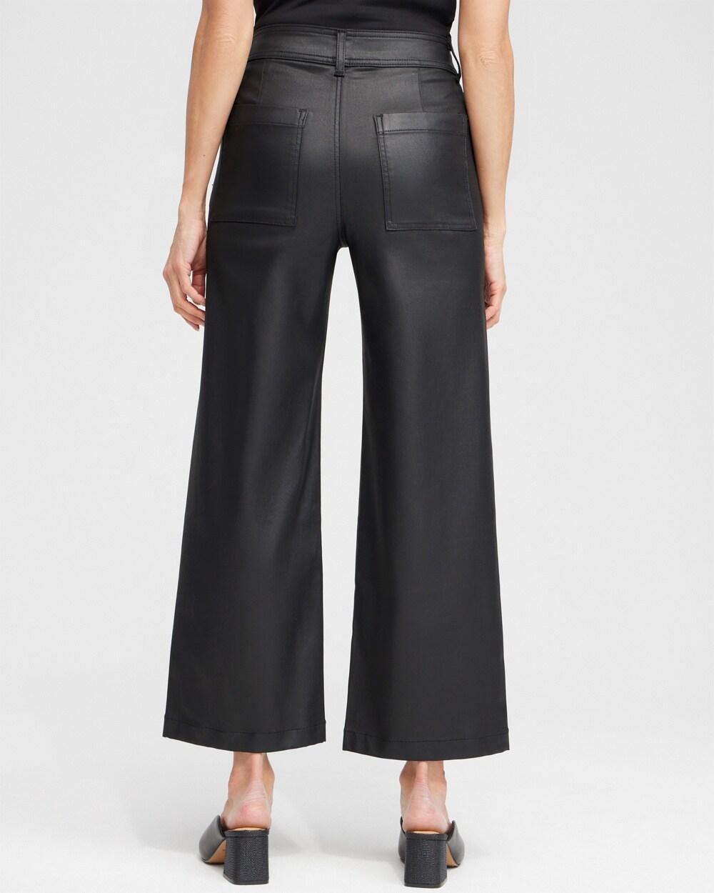 Coated Wide Leg Cropped Denim Product Image