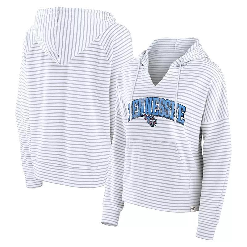 Womens Fanatics /Gray Tennessee Titans Striped Notch Neck Pullover Hoodie Product Image