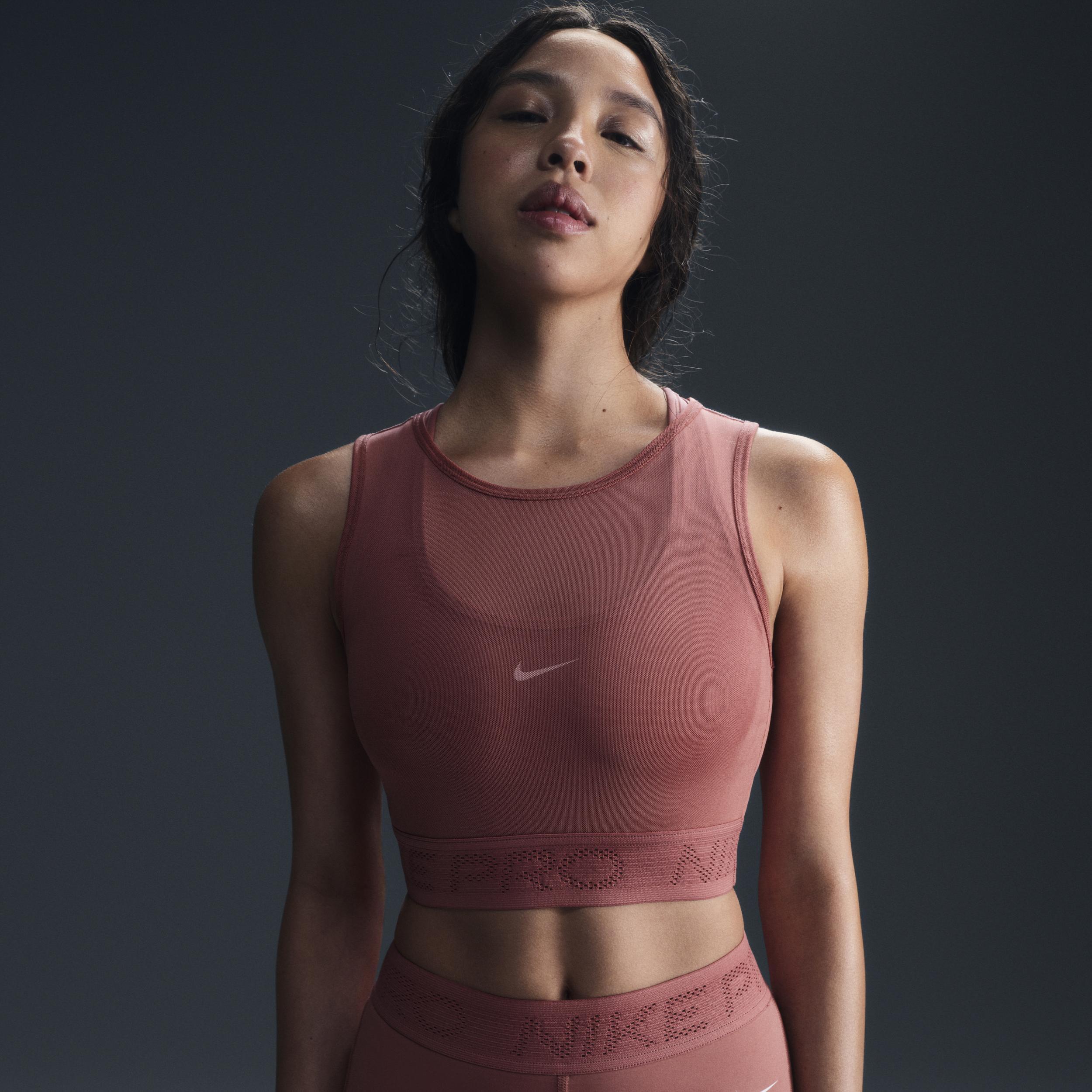 Nike Womens Pro Mesh Tank - Canyon Pink/White Product Image