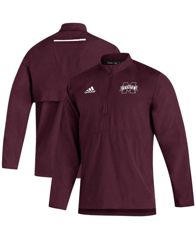 Mens adidas Maroon Mississippi State Bulldogs 2021 Sideline AEROREADY Quarter-Zip Jacket Product Image