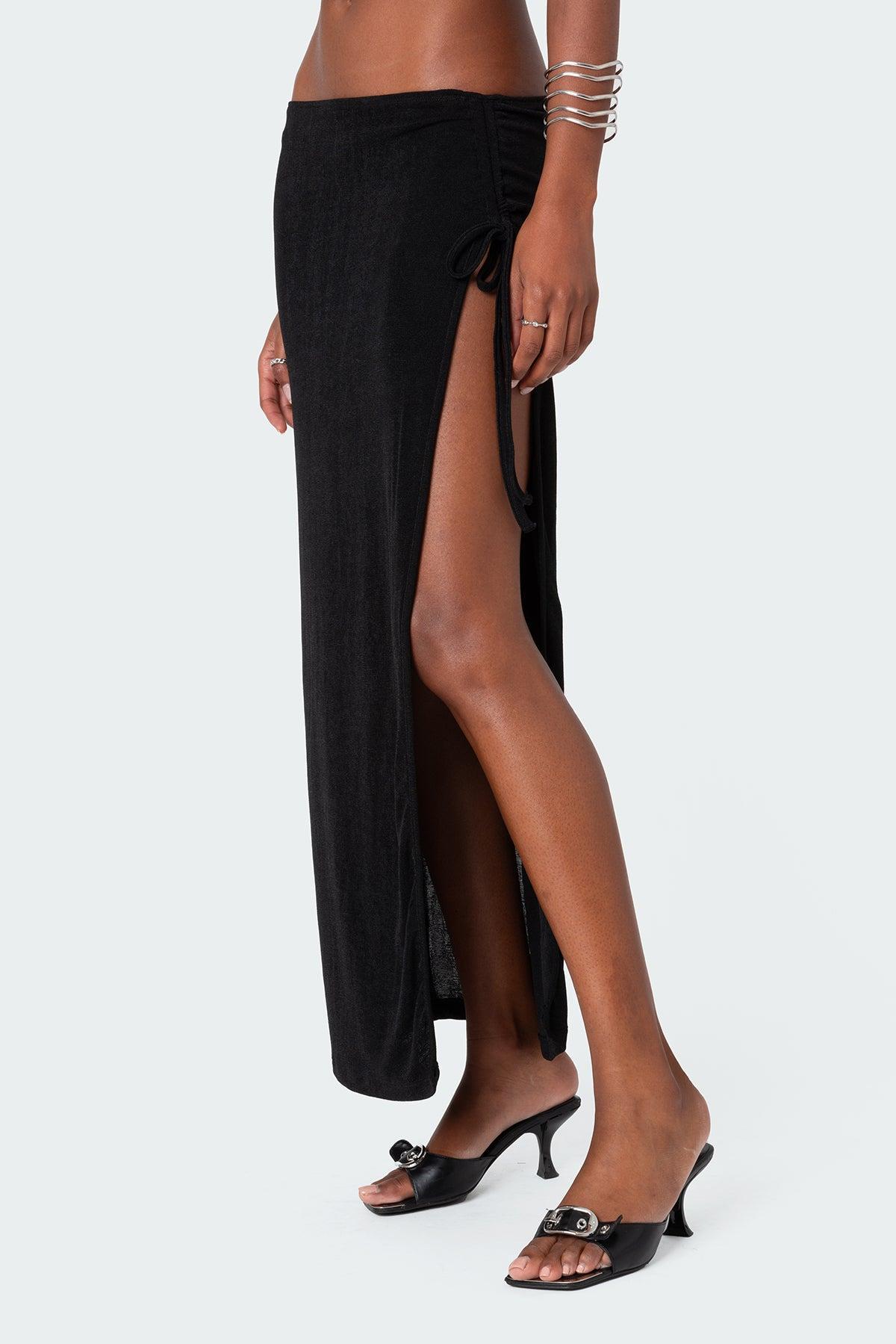 Goldie Slitted Drawstring Maxi Skirt Product Image