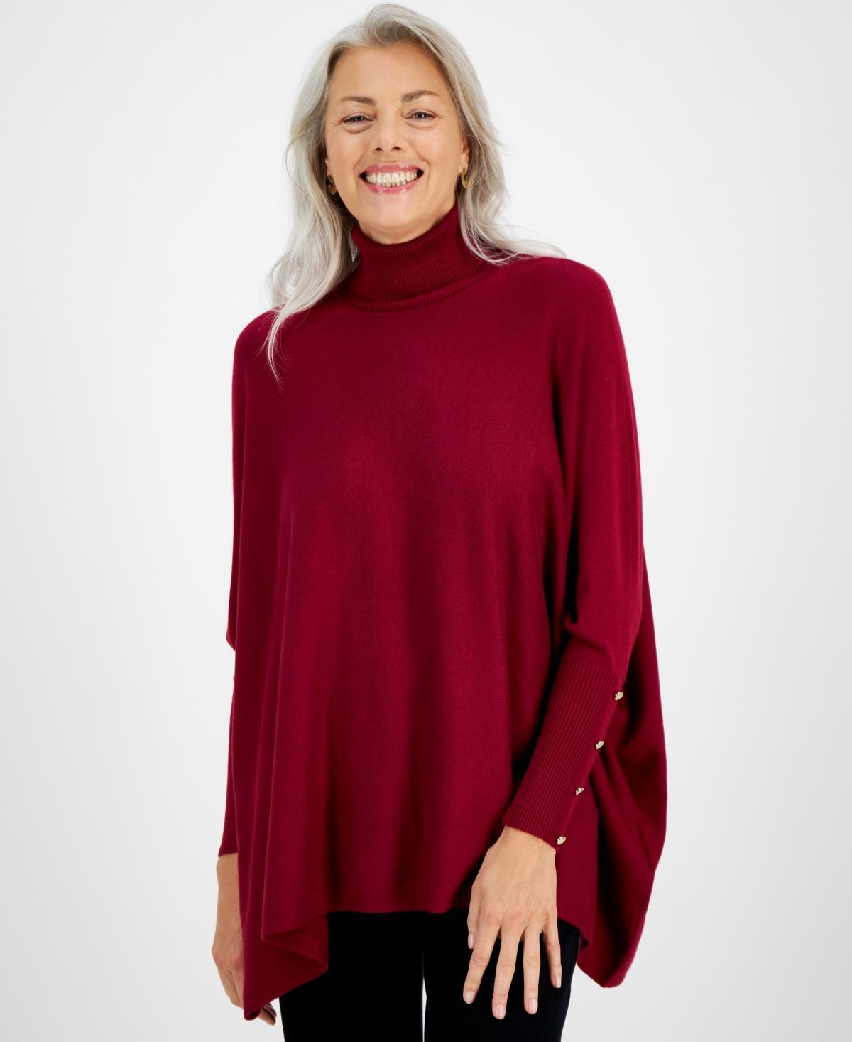 Jm Collection Womens Solid-Color Poncho Turtleneck Sweater, Regular & Petite, Created for Macys Product Image