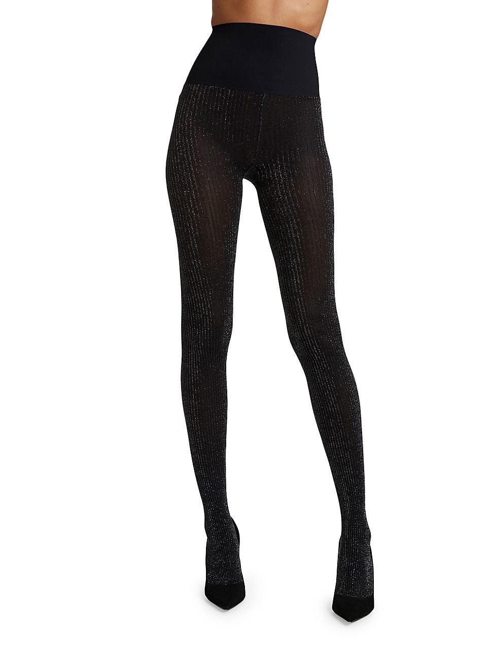 Womens Sparkle Rib-Knit Semi-Opaque Tights product image