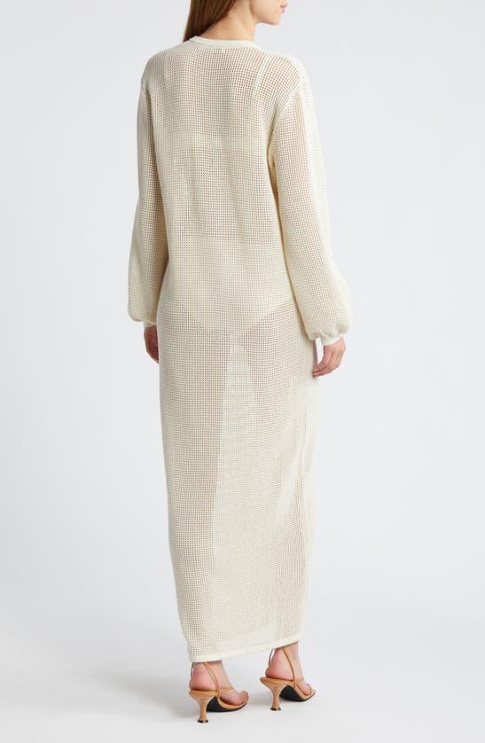 FRAME Mesh Long Sleeve Dress In Cream Product Image