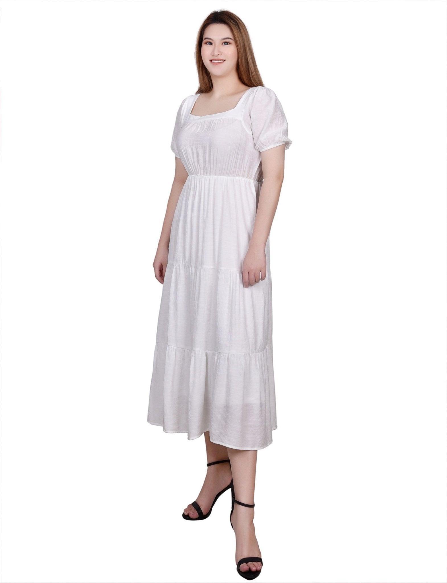 Short Sleeve Tiered Midi Dress Product Image