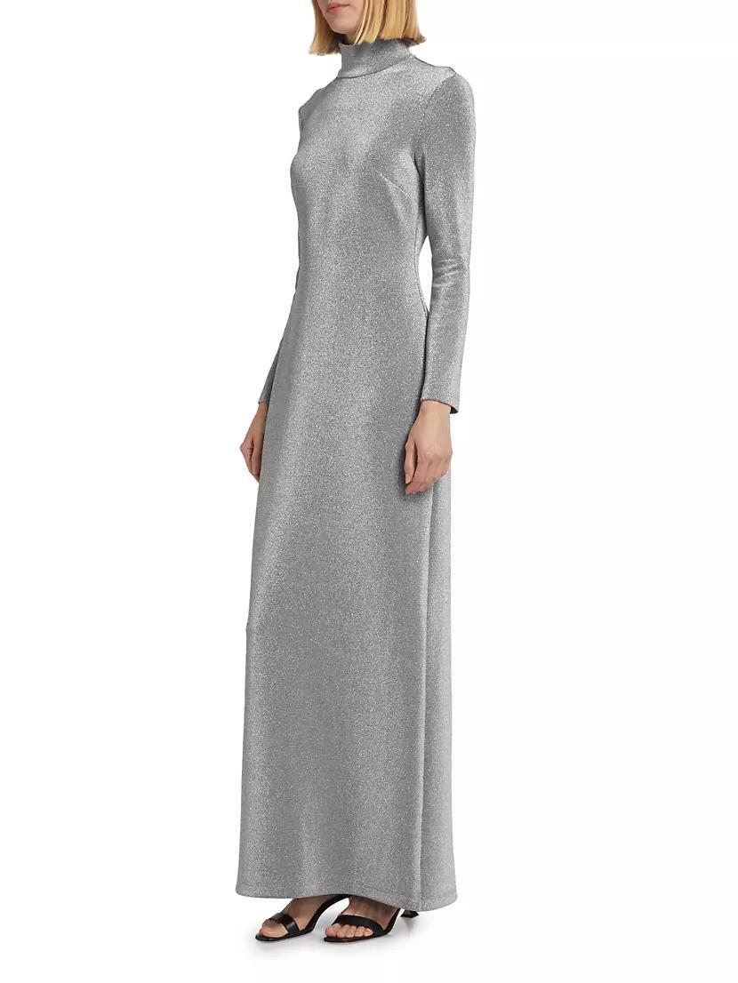 Metallic Lurex Turtleneck Maxi Dress Product Image