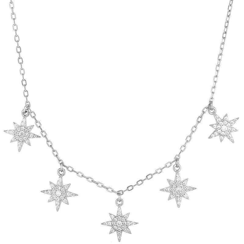 Sunkissed Sterling 14k Gold Over Silver Cubic Zirconia North Star Charm Pendant Necklace, Womens, Silver Tone Product Image