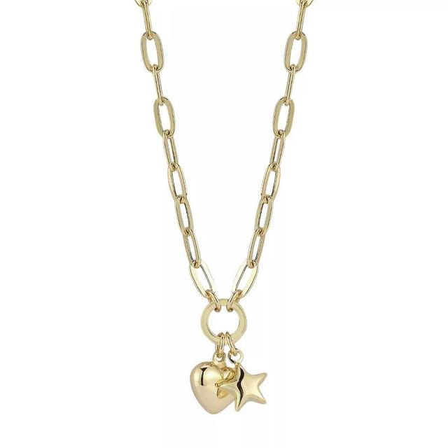 LUMINOR GOLD 14k Gold Star Heart Charm Necklace, Womens Product Image