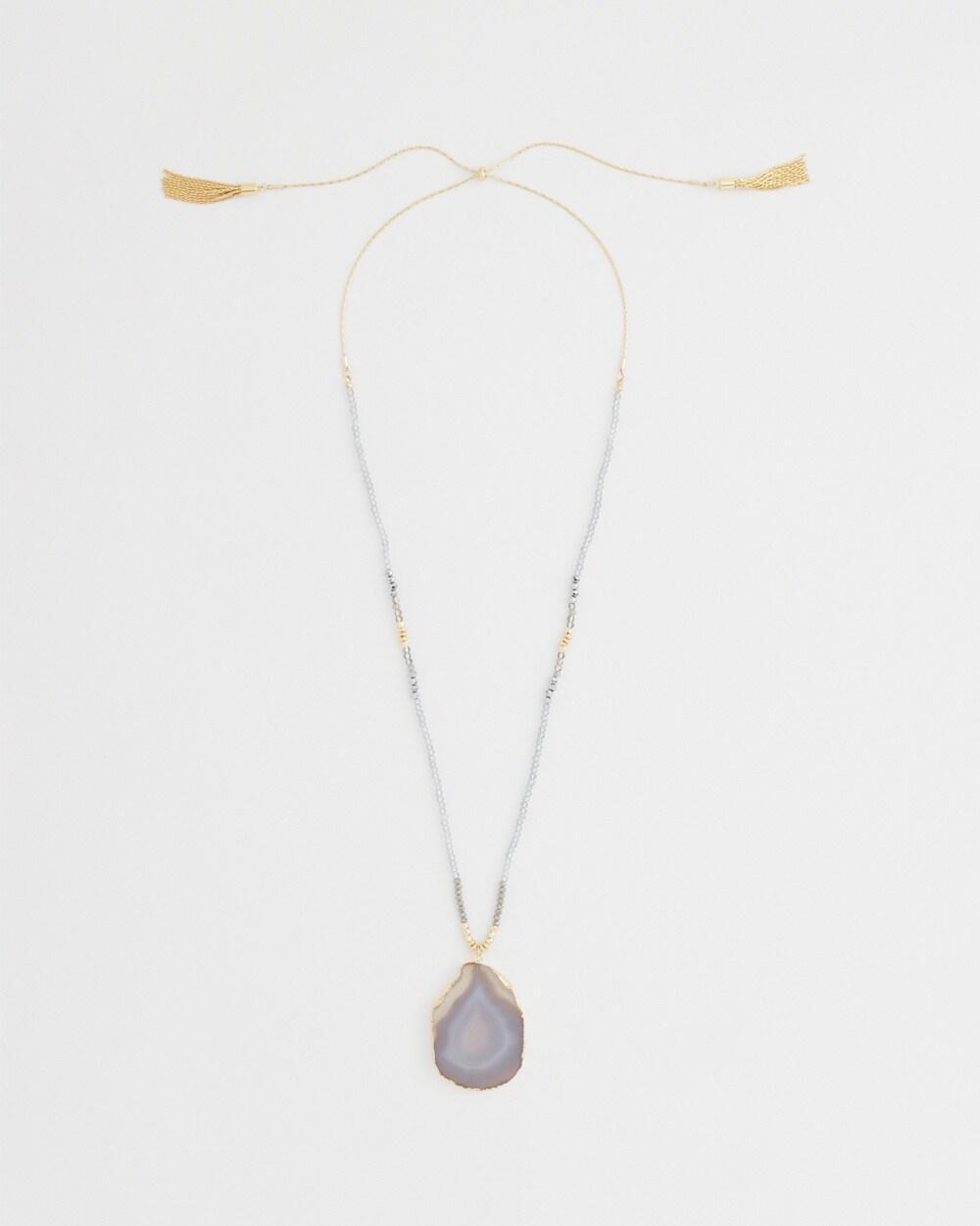 Adjustable Agate Stone Necklace   Chico's - Blue - Women Product Image