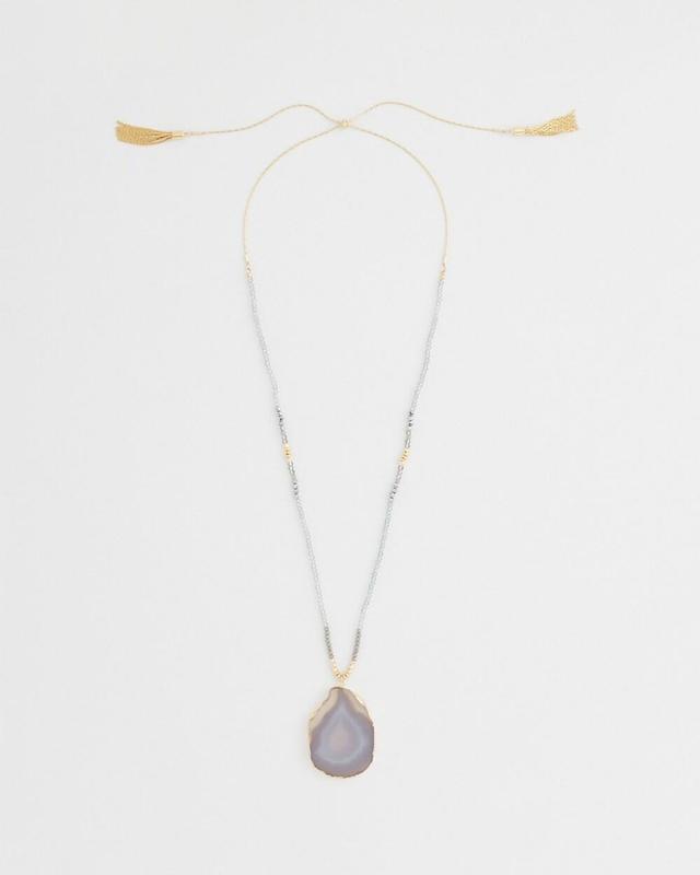 Adjustable Agate Stone Necklace   Chico's - Blue - Women Product Image