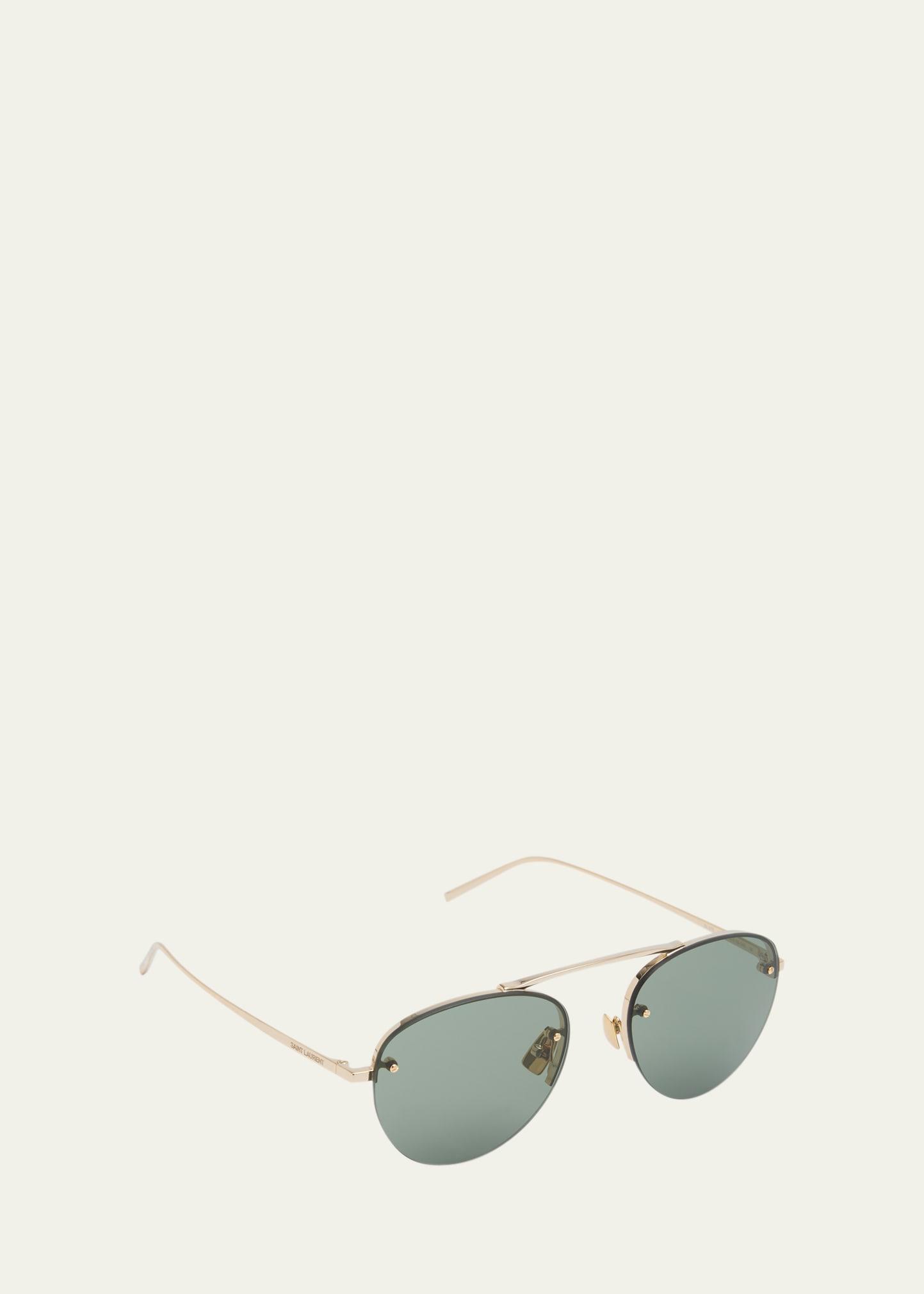 Curved Golden Zinc Alloy Aviator Sunglasses Product Image