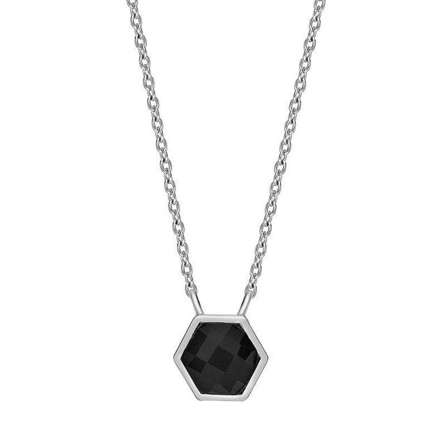 Gemminded Sterling Silver Black Onyx Geometric Pendant Necklace, Womens Product Image